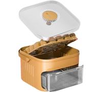 (Orange) Easy Press Ice Maker | Ice Bin for Freezer with Removable Lid,Portable with Handle, Easy Release No Touch Chilling Cube Maker for Cocktail, Whiskey,