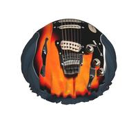 Orange Electric Guitar Print Reusable Shower Caps for Women Double Layer Hair Cap Adult Hair Cap for All Hair
