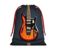 Orange Electric Guitars Print Gift Drawstring Bag Holiday Party Favors Birthday Daily Storage Office Home Decor