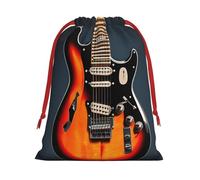 Orange Electric Guitars Print Gift Drawstring Decor Bag For Holiday Party Favors Birthdays Anniversaries Pouch
