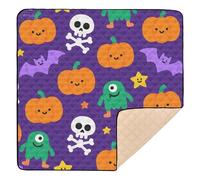 Orange Evil Halloween Pumpkin Bat Large Stylish Baby Girl Play mat for Floor Washable Foldable Travel Play Mat for Baby Toddler Infant, 50'' x 50''con Musica para Bebes