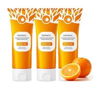 Orange Exfoliating Gel For Face & Body Exfoliating Cleansing Gel Scrub Moisturize Skin, Remove Blackheads for All Skin Types (3 Pcs, 300 Ml)