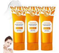 Orange Exfoliating Gel, Orange Enzymes Exfoliating Cleanser, Peeling Gels Keeps Skins Hydrated Soften, Gentle Effective Radiant Skin Scrub with orange Bubble Formula (3PCS)