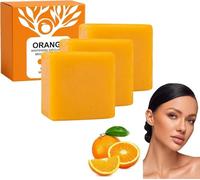 Orange Exfoliating Soap - Natural Deep Cleansing Bar Soap for Face & Body, Gentle Orange Peel Face Exfoliator, Moisturising Body Scrub for Men & Women, 100g (3PCS)