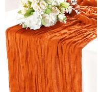 Orange Fall Cheesecloth Table Runner For Hallowmas Thanksgiving, 10FT Gauze Rustic Cheese Cloth Dining Table Decor Runners Long for Party Bridal Shower Baby Wedding Birthday Garden 1Pack 35x120 Inches