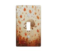 Orange Fall Hedgehog Decorative Switch Cover 1 Gang Single Toggle, Autumn Maple Leaves Switchcover Wall Plate, Woodland Forest Electrical Faceplate for Bedroom Living Room Decor