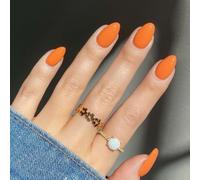 Orange False Nails Short Oval, SXVME Simple Acrylic Press on Nails Short, Orange Fake Nails Natural Fit Solid Gel Full Cover Short Round Acrylic Nails For Women Daily Wear