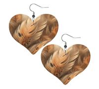 Orange Feather Shape Leather Earrings for Women Heart Earring Lightweight Dangle Drop Earring Set Jewelry Gift