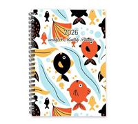 Orange Fish 2026 Planner A5 To Do List Notebook Diaries Womens Diary 2026 Daily Planner Diary for Project Week To View Monthly Year with Dotted Line Note Page Slim