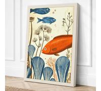 Orange Fish Among Weeds Canvas Wall Art Print 18x12 Inch | Ready to Hang, Gallery Wrapped, Fade-Resistant Inks, Securely Packaged, UK Made