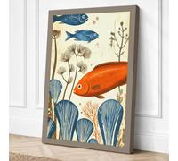 Orange Fish Among Weeds Canvas Wall Art Print 18x12 Inch | Ready to Hang, Gallery Wrapped, Fade-Resistant Inks, Securely Packaged, UK Made