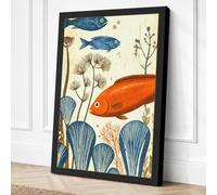 Orange Fish Among Weeds Canvas Wall Art Print 18x12 Inch | Ready to Hang, Gallery Wrapped, Fade-Resistant Inks, Securely Packaged, UK Made
