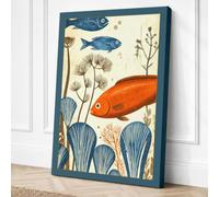 Orange Fish Among Weeds Canvas Wall Art Print 30x20 Inch | Ready to Hang, Gallery Wrapped, Fade-Resistant Inks, Securely Packaged, UK Made