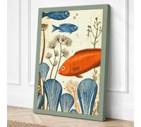 Orange Fish Among Weeds Canvas Wall Art Print 36x24 Inch | Ready to Hang, Gallery Wrapped, Fade-Resistant Inks, Securely Packaged, UK Made