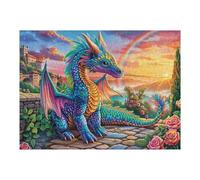 Orange Flame Dragon 500 Piece Jigsaw Puzzle for Adults Rainy Day Activity Mindful Relaxation Precision Cut Pieces Unique Gift Wall Art Decor 500 PCS