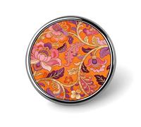Orange Flame Gilded Badges Pin, Personalized Exquisite Round Badge, 1 Inch Button Pins for Women And Men, Decorative Metal Round Brooch for Clothing, Backpacks, And Hats