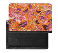 Orange Flame Gilded Passport Holder Portable PU Leather Pocket Passport Cover Portable Travel Passport Protector Compact Wallet Passport Case for Travel Must-have Accessory