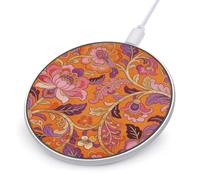 Orange Flame Gilded Round Fast Wireless Charging Pad