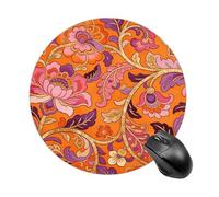 Orange Flame Gilded Round Rubber Mouse Pad 7.8 Inch Stable Non Slip Circular Computer Mat Portable Resistant Desk Mat for Office Laptop Desktop Professional Daily Working Scenes