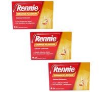 Orange Flavour Antacid Tablets - 3 Pack x 24 Chewable Tablets for Heartburn & Indigestion