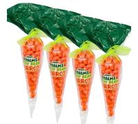 Orange Flavour Jelly Beans in Carrot Shaped Bag 96g each - Spring Easter Candy Treat, Decorative Novelty Sweet Gift Pack (pack of 4)