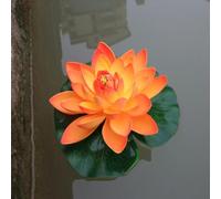 (Orange) Floating Artificial Lotus Simulation Lotus Water Plants Fake Water Lily for Garden Pond Patio Decoration