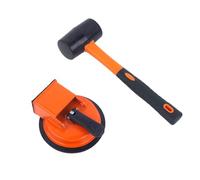 Orange Floor Gap Fixer Repair Tool with Hammer, Heavy Duty Suction Cup Plank Grabber Professional Flooring Maintenance Tool for Laminate Wood Vinyl Floor Gap Fix