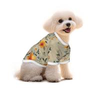 Orange Floral Art Dog Clothes Cotton Pullover for Small to Medium Dogs