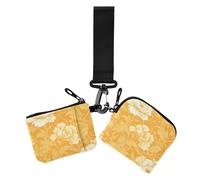 Orange Floral Chinese Style Women's Change Wallet Card Cases Large Capacity ID Card Holders Protector with Zipper Pocket for Lady 2 Packs, orange floral chinese style, One Size, Casual