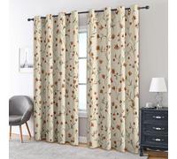 Orange Floral Curtains Blackout, 66x72 Inch 2 Panels - Botanical Country Branch Flower Pattern Black Out Curtains, Home Decor, 72 Drop Eyelet Window Drapes for Bedroom, Living Room SN#11