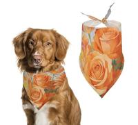 Orange Floral Dog Bandana, Soft Breathable Pet Scarf, Personalized Dog Bib Kerchief for Small Medium Large Dogs Cats, Exquisite Pet Neckerchief for Daily Wear, Travel, Party