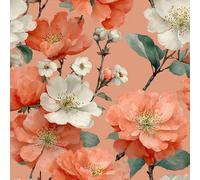 Orange Floral Peel and Stick Wallpaper Self-Adhesive Wallpaper Vintage Luxury Contact Paper Non-Woven Canvas Removable Wall Paper for Living Room Bedroom Shelf Liner Walls Cabinets 44x1000 cm