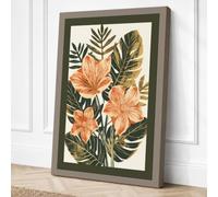 Orange Florals in Foliage Canvas Wall Art Print 18x12 Inch (46 x 30 cm)