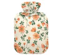 Orange Flower Country Style Water Bottle for hot Water with Soft Cover, 2L hot Compress for ( Scenario), Sore Muscle, Bolsa de agua Caliente para el Dolor