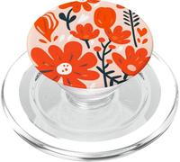 Orange Flower Pattern Wildflower Foliage Floral Pattern PopSockets PopGrip for MagSafe