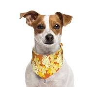 Orange Flowers,Dog Bandanas Cotton Pet Scarf Adjustable Bibs for Pet,M