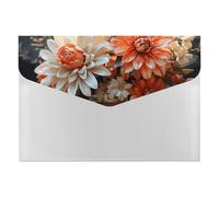 Orange Flowers File Folder, Plastic Accordion File Folders with 6 Pockets, Expanding File Organizer with Snap Closure, Portable Document Paper Organizer, Office Supplies Filing Folders