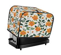 Orange Flowers Green Leaves Plant Toaster Cover 4 Slice Dust Cover for Bread Machine,Small Kitchen Appliance
