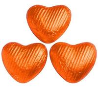 Orange Foiled Milk Chocolate Hearts - Bulk Box of 200, Wedding, Anniversary etc.