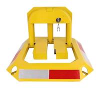 Orange Foldable Parking Barrier, Safety Bollard Steel Manual Lockable, Double Lock Design, Private Parking Space Lock