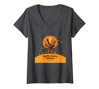 Orange for Unity: Inspiring Community Togetherness V-Neck T-Shirt, Women, Dark Heather Grey, M