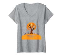 Orange for Unity: Inspiring Community Togetherness V-Neck T-Shirt, Women, Heather Grey, XL