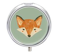 Orange Fox Face Pill Box Case 3 Compartment Travel Medicine Pill Organizer 3X A Day Portable Vitamin Organizer with Mirror Small Pillbox for Purse & Pocket Cute Daily Medicine Container Metal Vitamin