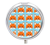Orange Fox Stripes Pill Box 3-Compartment Travel Pill Organizer Portable Round Medicine Case with Mirror Design for Vitamins, Jewelry & Essentials Durable Pocket Pillbox for Purse, Camping