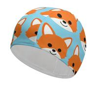 Orange Fox Stripes Swim Cap High Elasticity Anti Slip Waterproof Comfortable Swim Hat Bathing Cap for Men Women