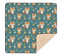 Orange Foxes Cartoon Large Non-Slip Baby Gym & Activity Mat for Floor Non-Toxic Kicking Mat for Babies Infants Toddlers, 50'' x 50''