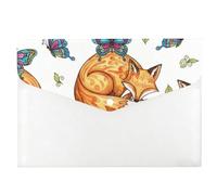 Orange Foxes File Organiser, Folders with Plastic Pockets, Expanding File Folder, Student Nurse Essentials A4 Wallet, A4 Files with Snap Button, Document Bag for School Office Home Travel