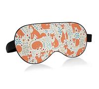 Orange Foxes Seamless Floral Flowers Eye Masks Cover Blocks Light Sleep Mask Shade Cover Blindfold Relaxing Eyeshade Cover with Adjustable Head Strap for Men Women Kids