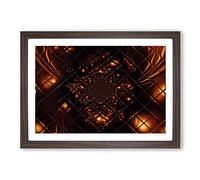 Orange Fractal Abstract (1) Framed Print | A2 Walnut Framed Wall Art | Ready to Hang | Abstract Fantasy Picture | Living Room Bedroom Lounge Office