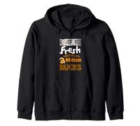 Orange Fresh Like A Million Bucks Orange Graphic Zip Hoodie